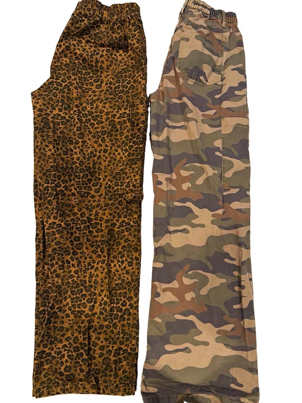 No Boundaries Wide Leg Two-Pair Set in Leopard Brown & Camo Green